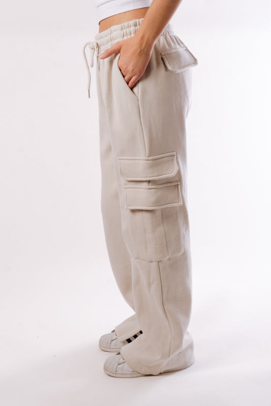 Relax Cargo Wide Leg  Pants - CRM