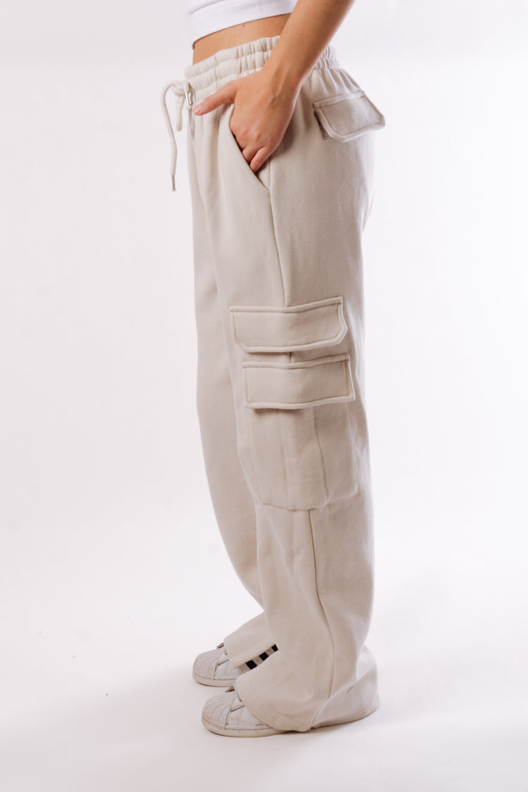 Relax Cargo Wide Leg  Pants - CRM