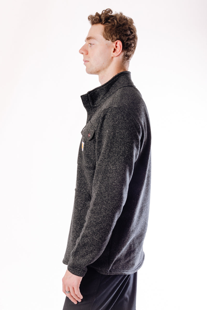 Relaxed Fit Quarterzip Sweater - BLK