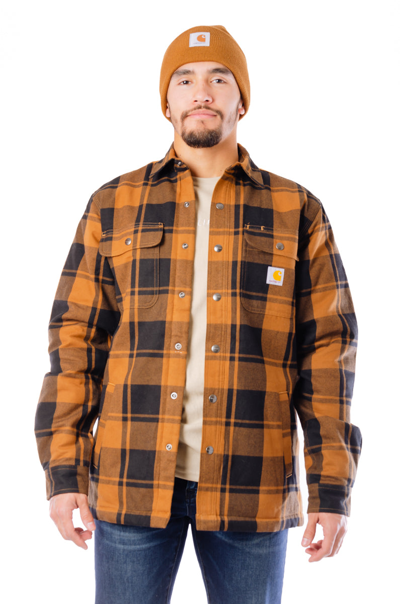 Relaxed Flannel Sherpa Jacket - BRN