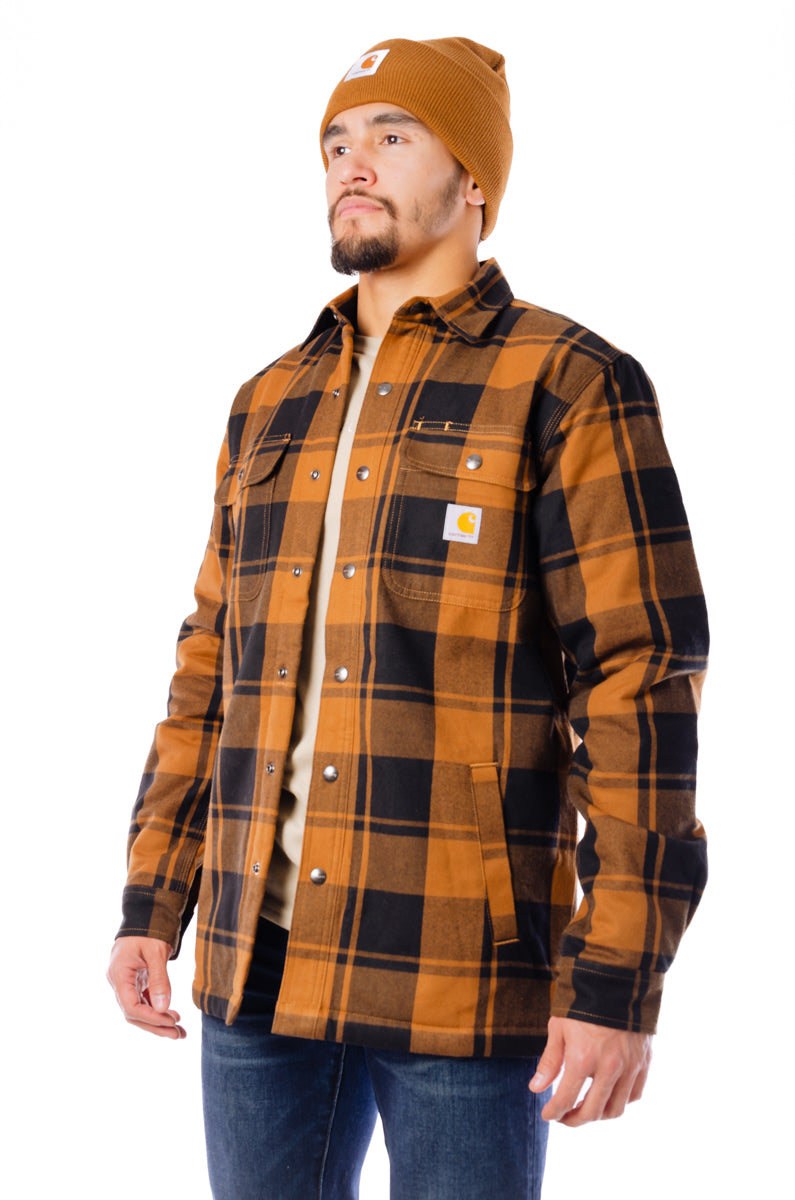 Relaxed Flannel Sherpa Jacket - BRN