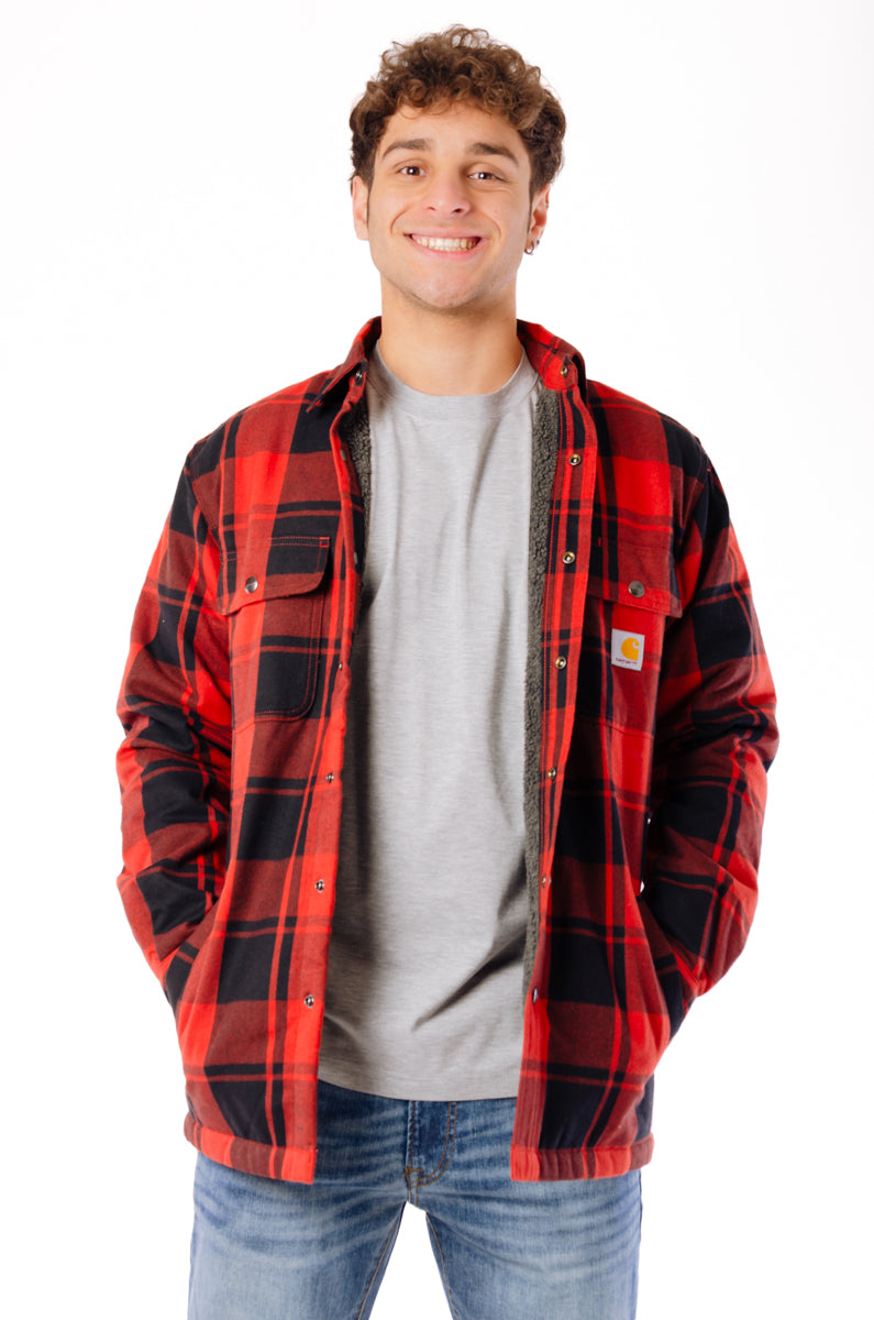 Relaxed Flannel Sherpa Lined Jacket