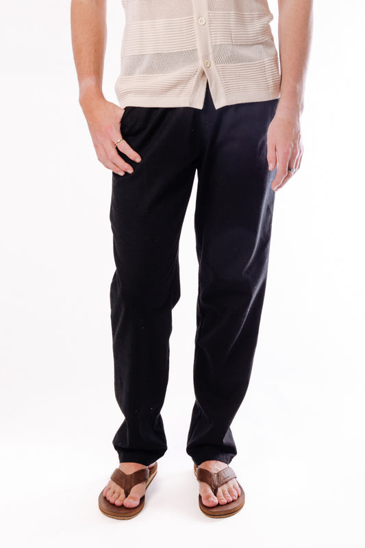 Roma Linen Pants - BLK