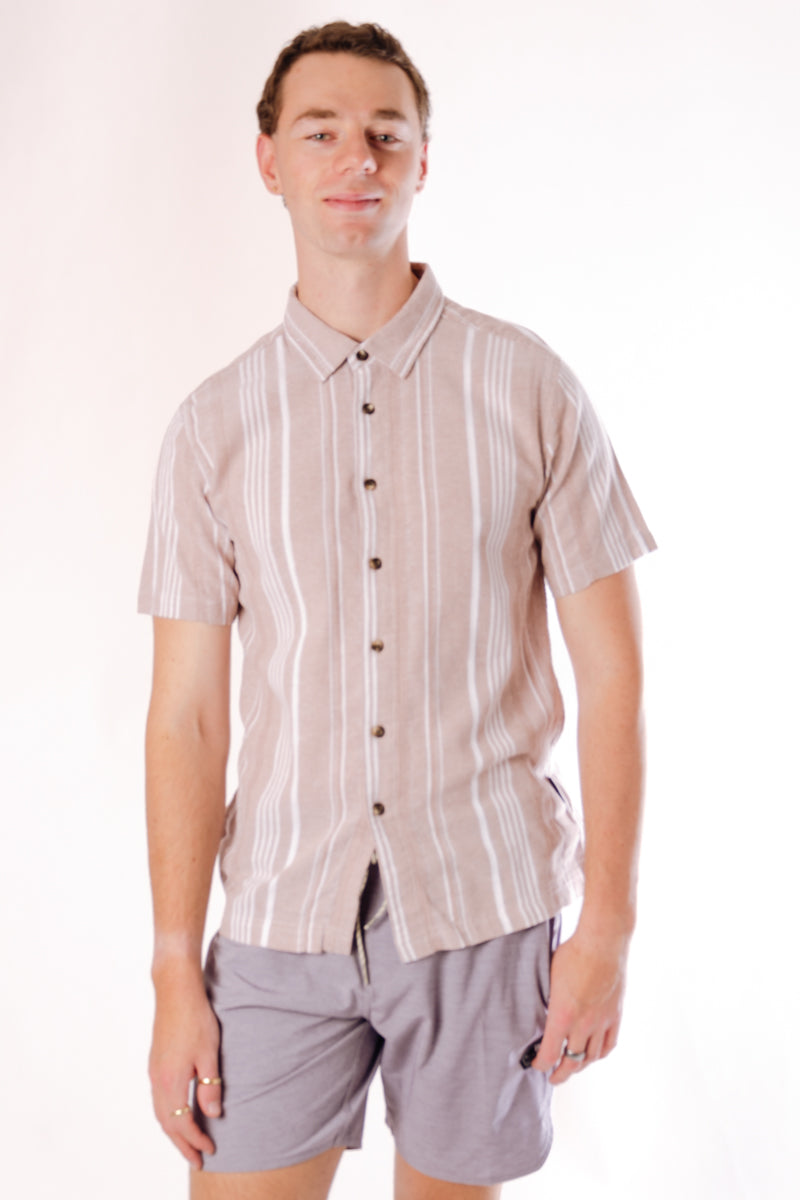 Sandbar Chill Linen Blended Shirt - TAN