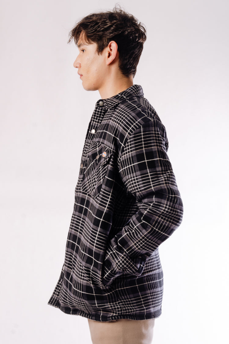 Sherpa Lined Flannel Jacket - BLK