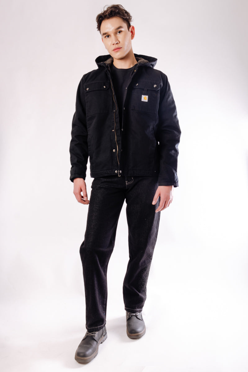 Sherpa Lined Utility Jacket  - BLK