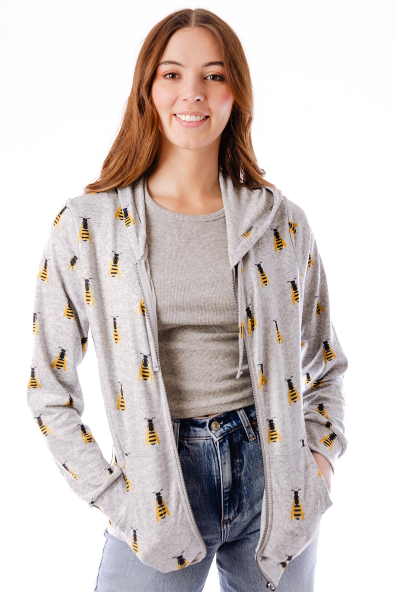 Small Bees Zip-Up Hoodie