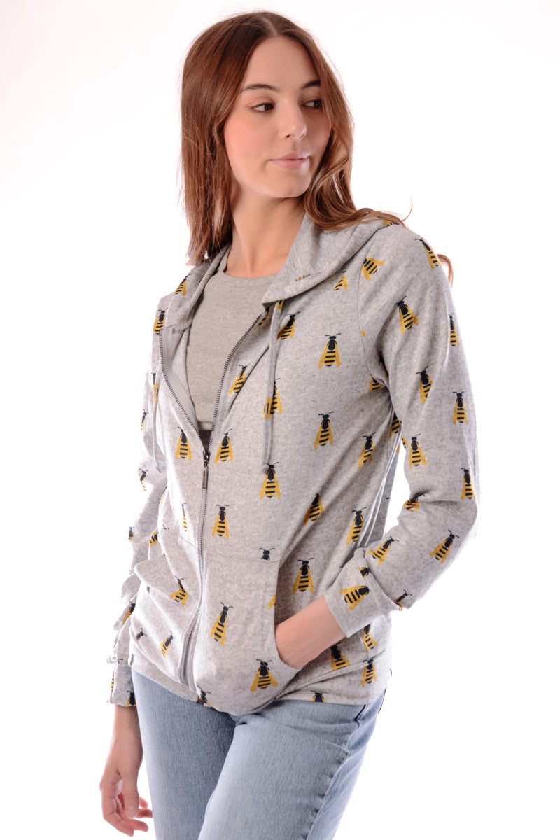 Small Bees Zip-Up Hoodie