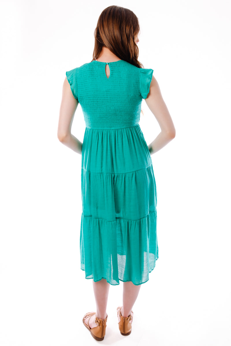 Smocked Tiered Midi Dress