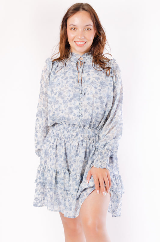 Flounce Sleeve Contrast Guipure Lace Belted Velvet Dress – Parien House