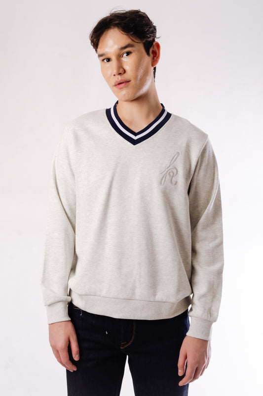 Varsity V-Neck Sweater - GRY