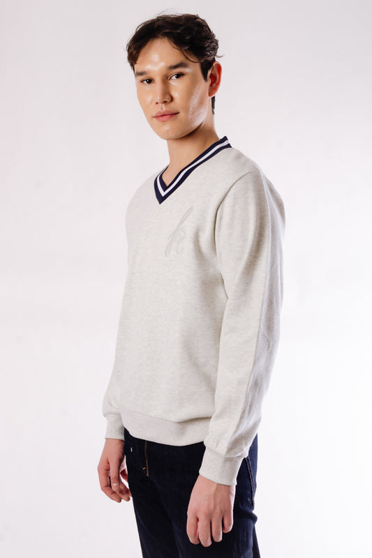 Varsity V-Neck Sweater - GRY