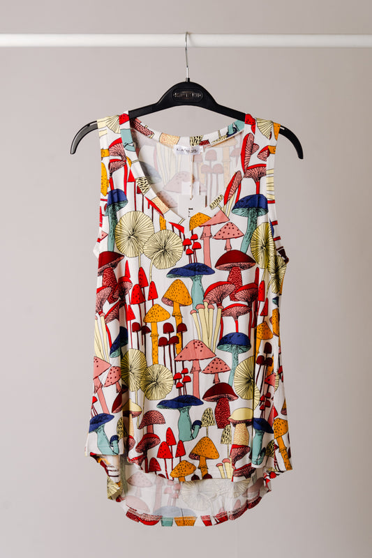 Whimsical Mushroom Flowy Tank - WHT