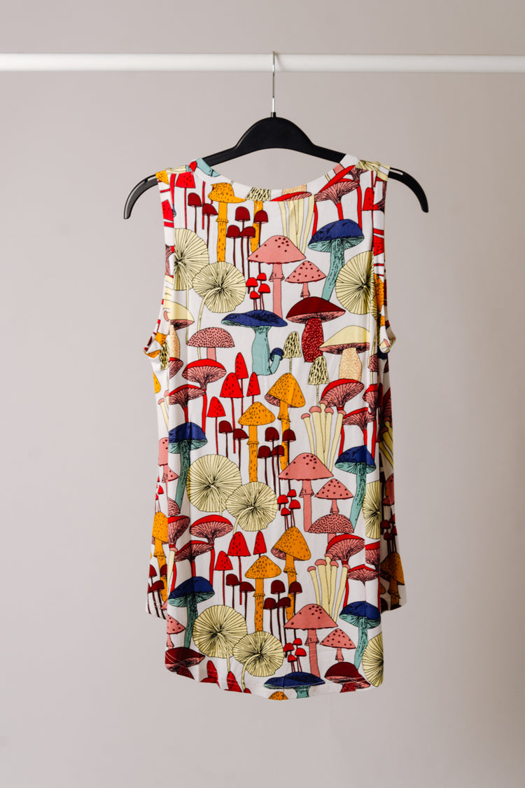 Whimsical Mushroom Flowy Tank - WHT