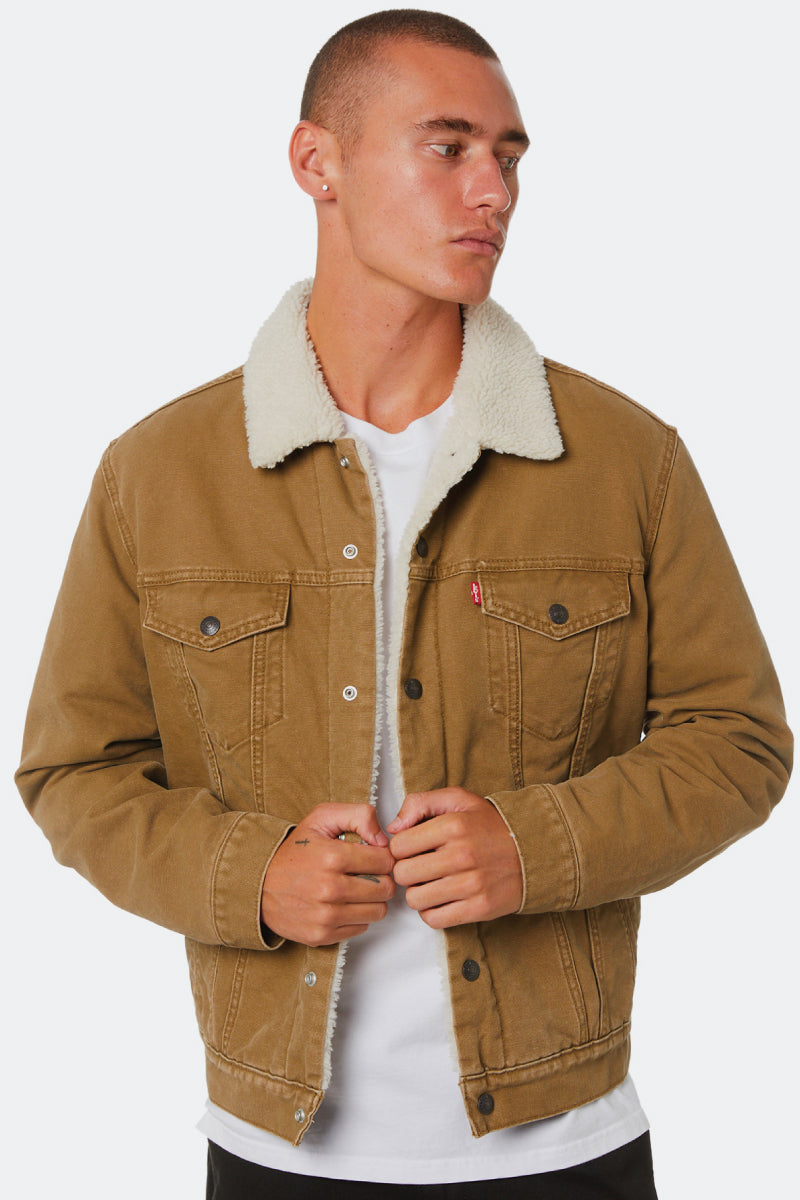 Canvas Trucker Jacket - Brown